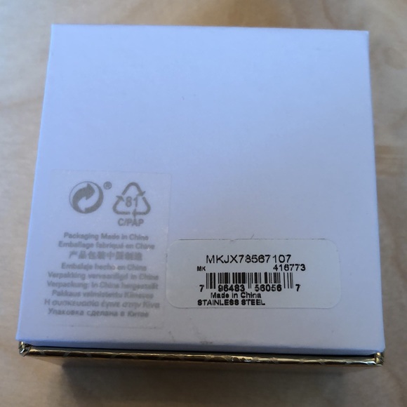 Michael Kors Gold Plated Stainless Steel Logo Ring Tortoise & Crystal Size 7 NWT - Picture 15 of 15